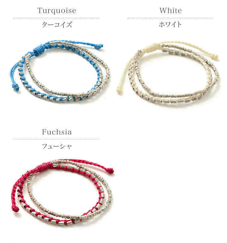 은 왁스 모양의 코드가있는 Phadua / Double Strand 팔찌