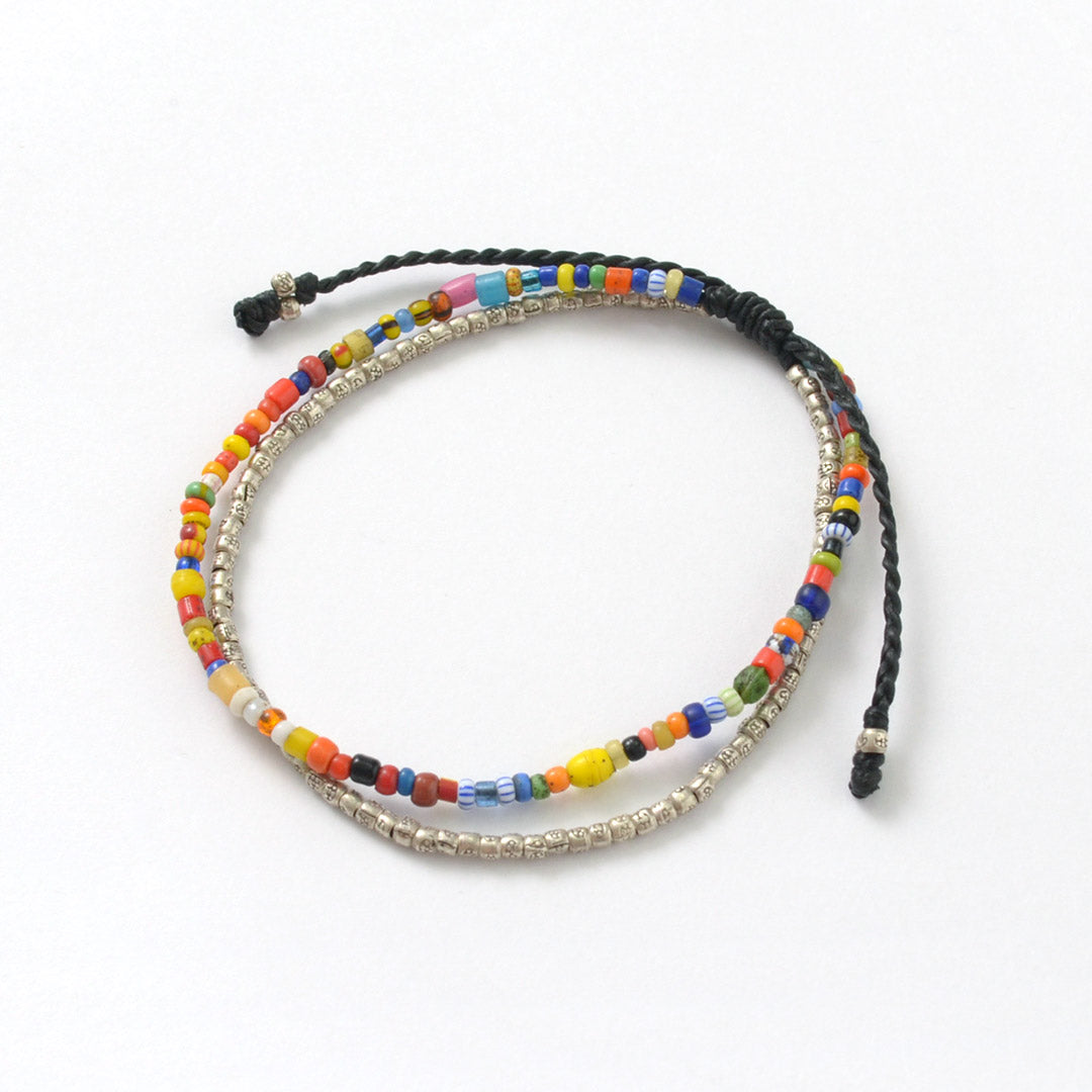 PHADUA / 2-strand Waxed Cord African Bead Anklet
