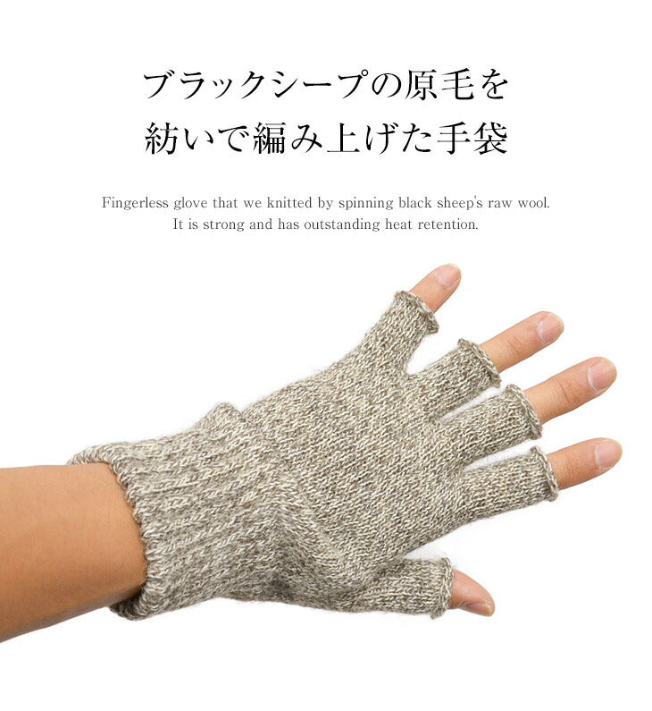 BLACK SHEEP / Fingerless knit gloves