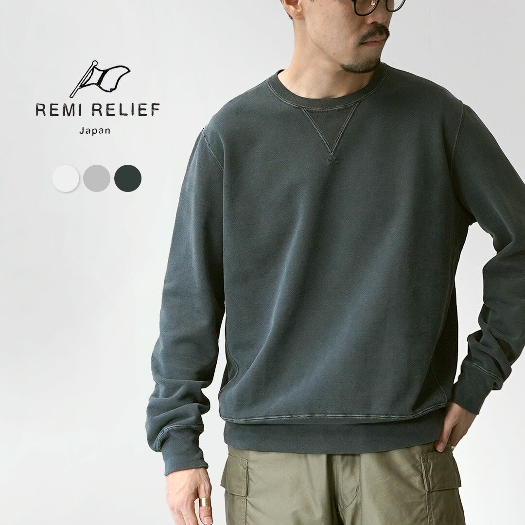 REMI RELIEF / SP 가공 안감 크루 플레인 스웨트셔츠 모델 2025
