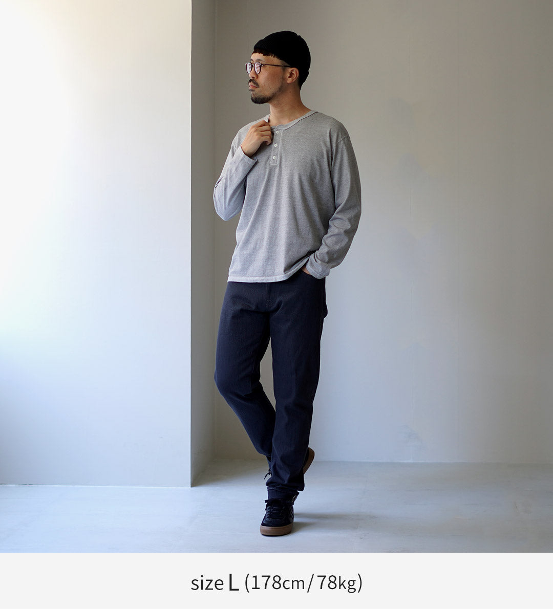 GOOD ON / Long Sleeve Henley Neck Tee