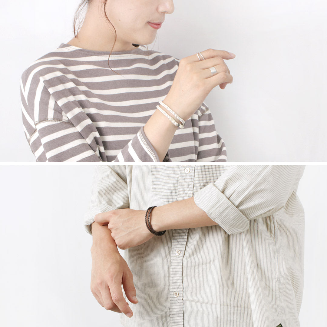 Phadua / Braided 1.5mm 가죽 2 랩 브레이슬릿