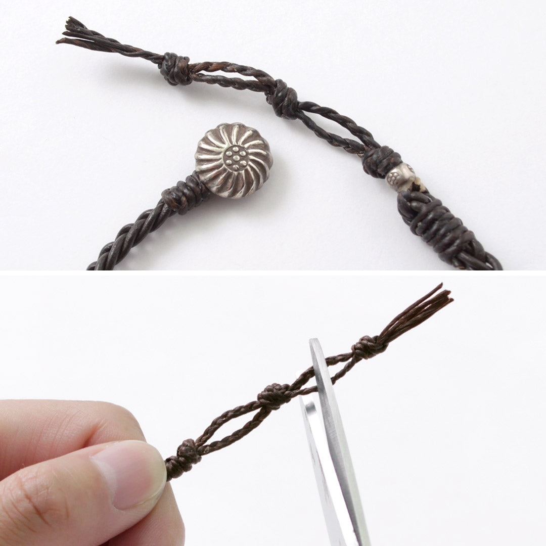 Phadua / Braided 1.5mm 가죽 2 랩 브레이슬릿