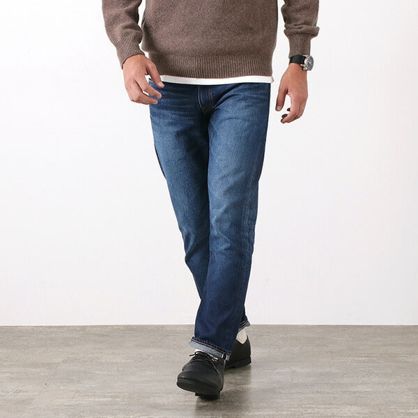 JEANS AZULES JAPONESES / RJB6140-ME Vaqueros cónicos delgados con corte al tobillo de orillo