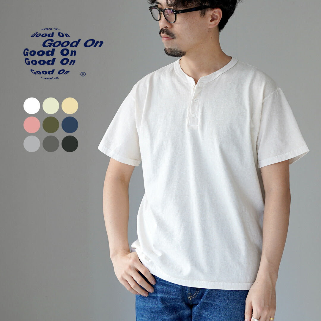 GOOD ON / Short-Sleeve Henley Neck T-Shirt