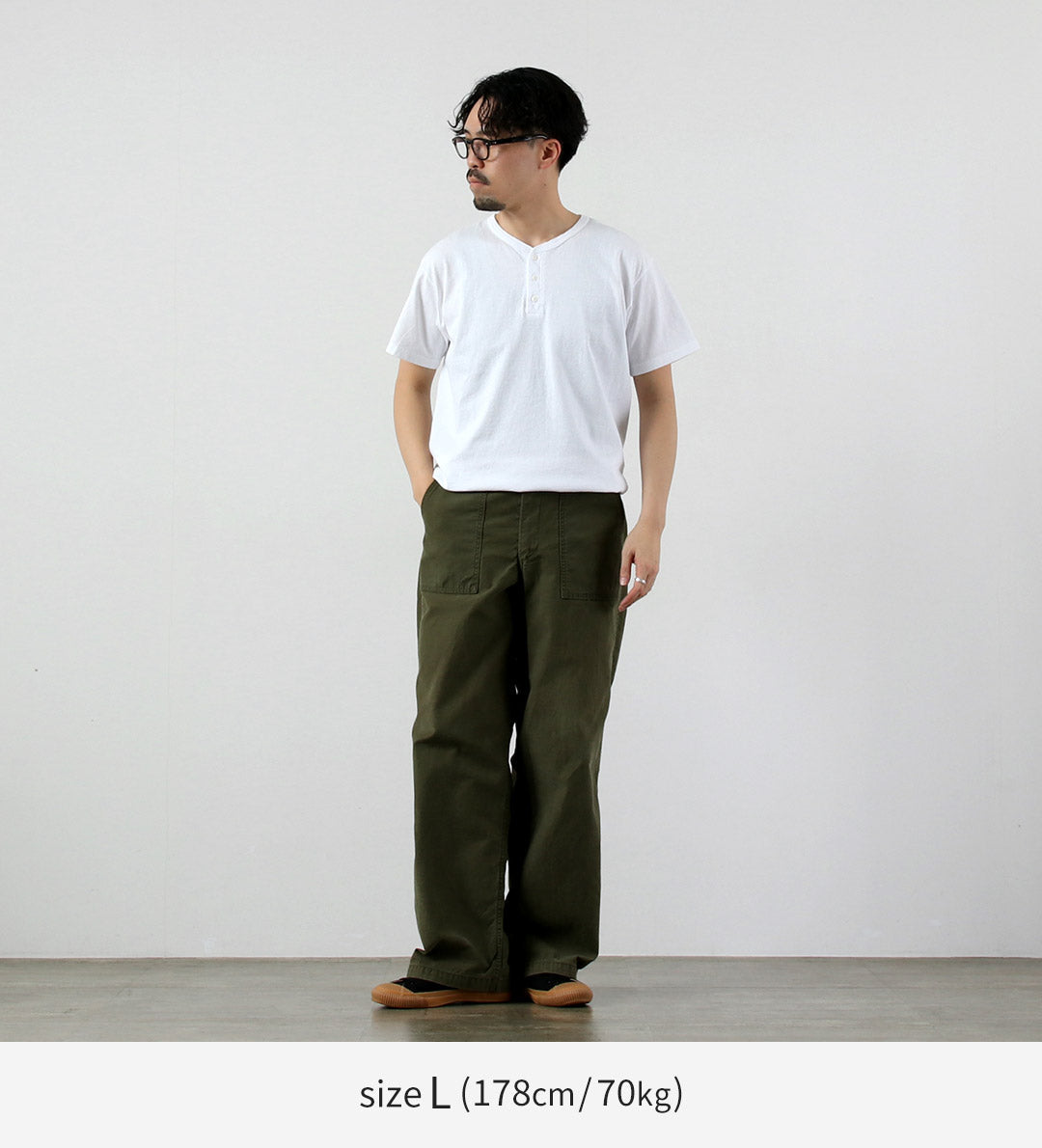 GOOD ON / Short-Sleeve Henley Neck T-Shirt