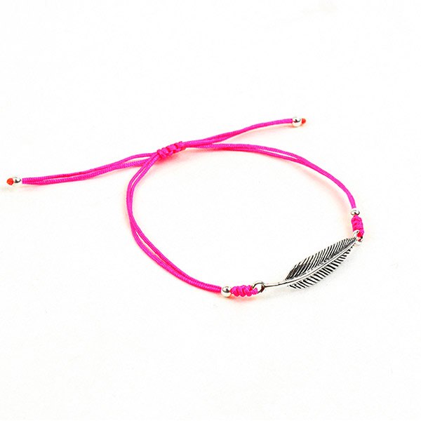 Chalisa T .. / Bracelet à cordon noué en plume argenté