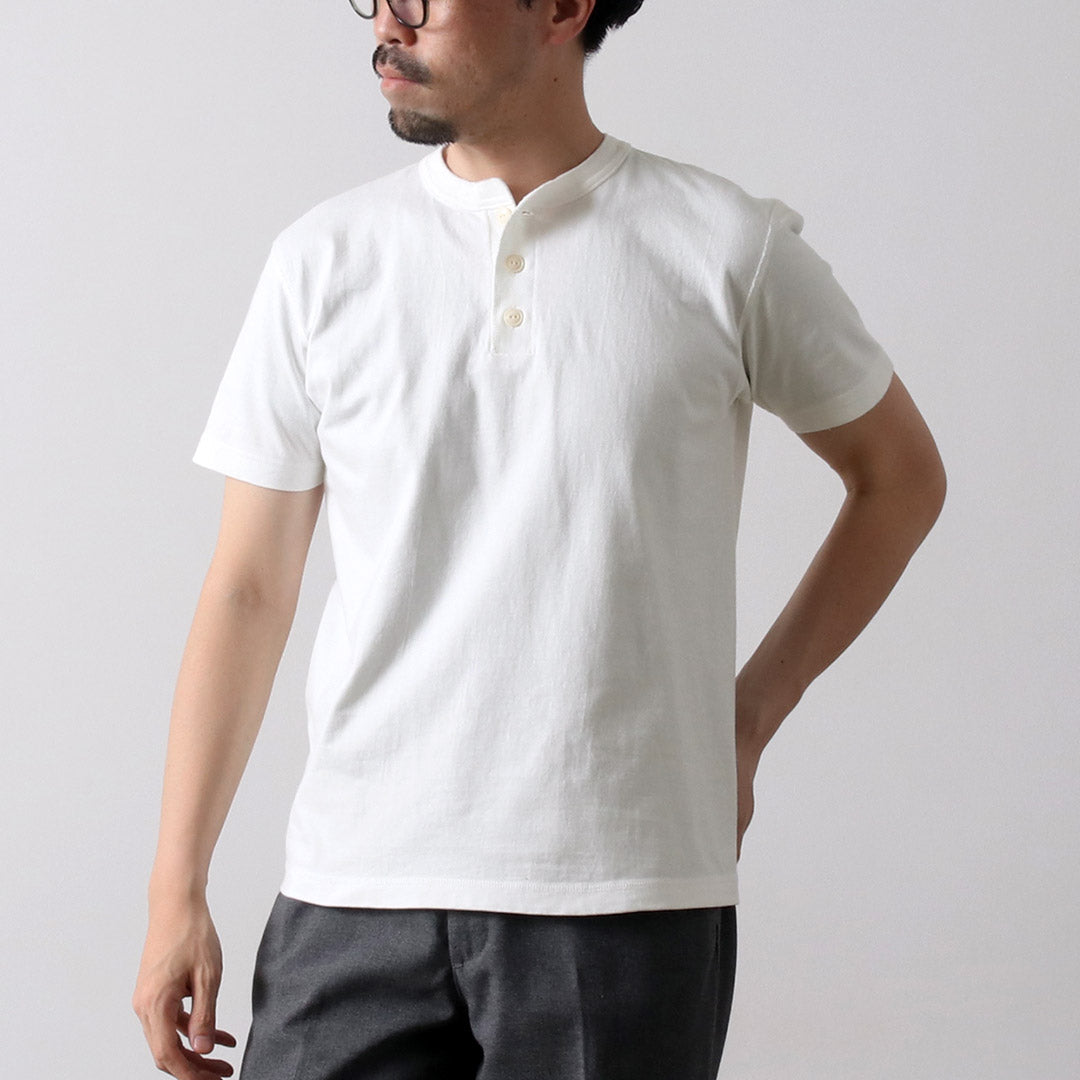 BARNS / COZUN Camiseta de manga corta con cuello Henry de punto