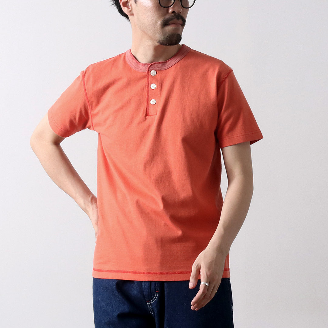 BARNS / COZUN Camiseta de manga corta con cuello Henry de punto
