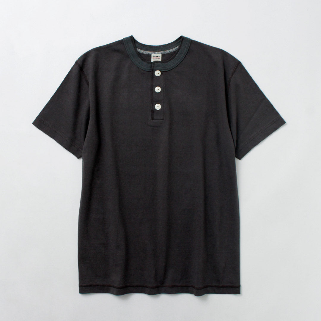 BARNS / COZUN Camiseta de manga corta con cuello Henry de punto