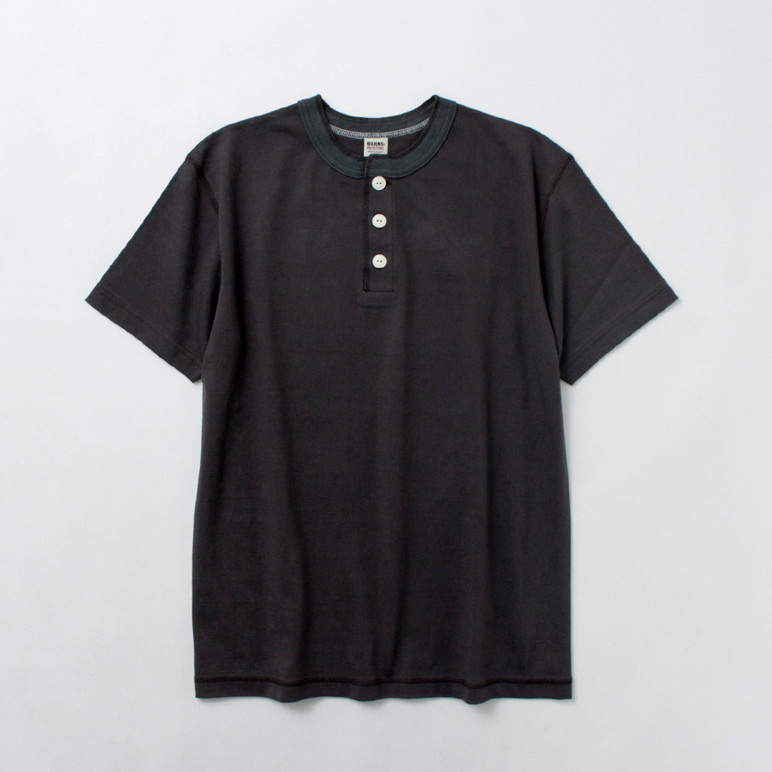 BARNS / COZUN Camiseta de manga corta con cuello Henry de punto