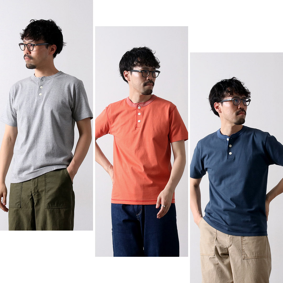 BARNS / COZUN Camiseta de manga corta con cuello Henry de punto