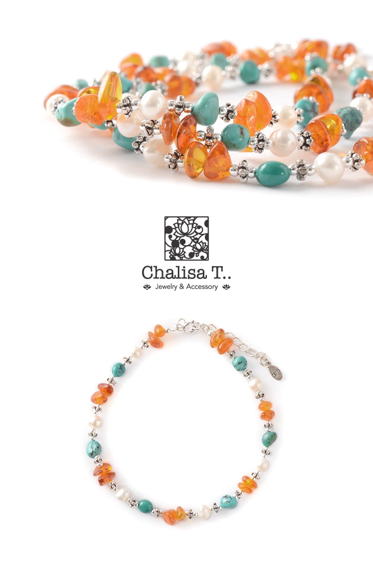 Chalisa t .. / turquoise ambre perle combi combi chevillet