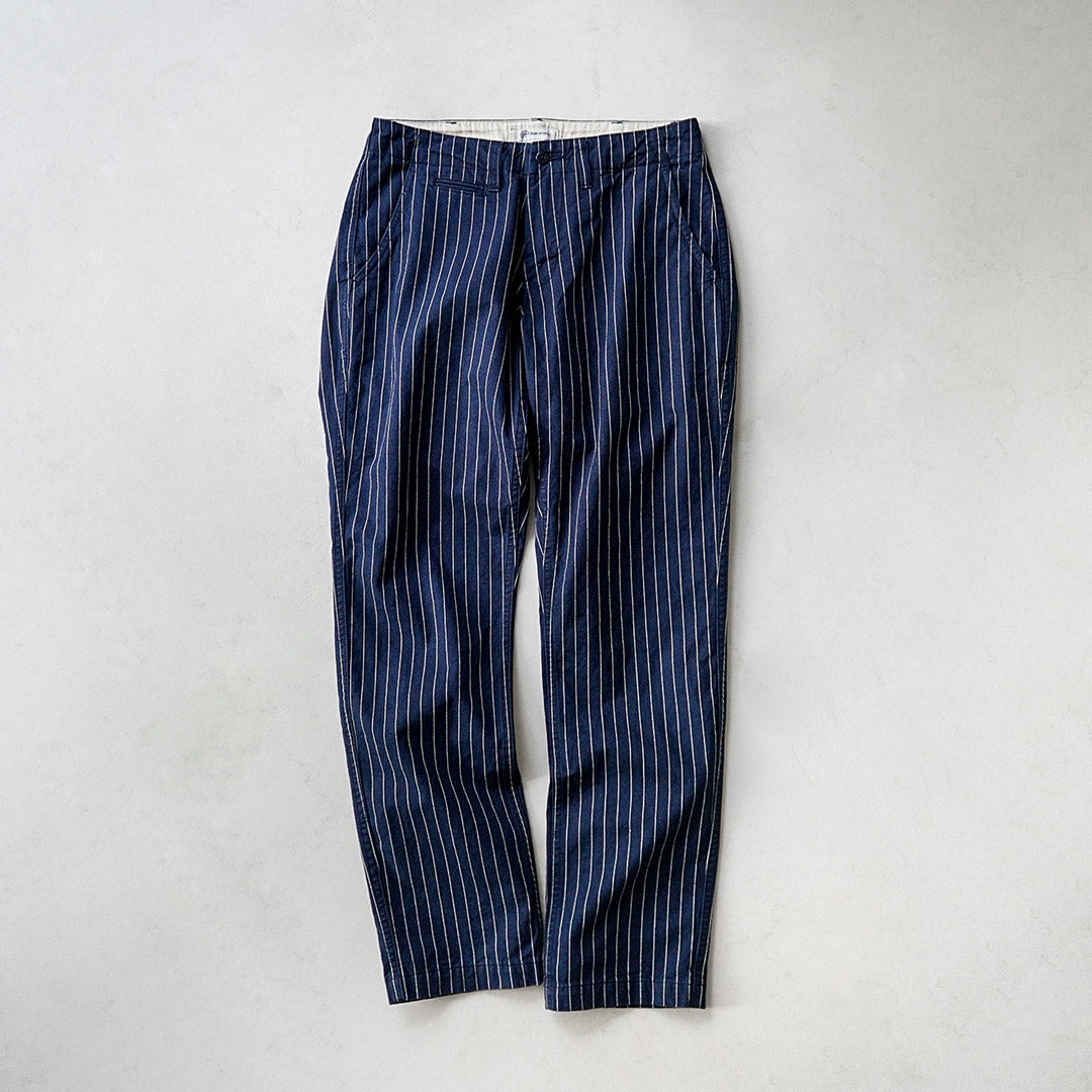 Blue refabric / Pinhead Stripe Wide Tapered Vintage Chino Trousers