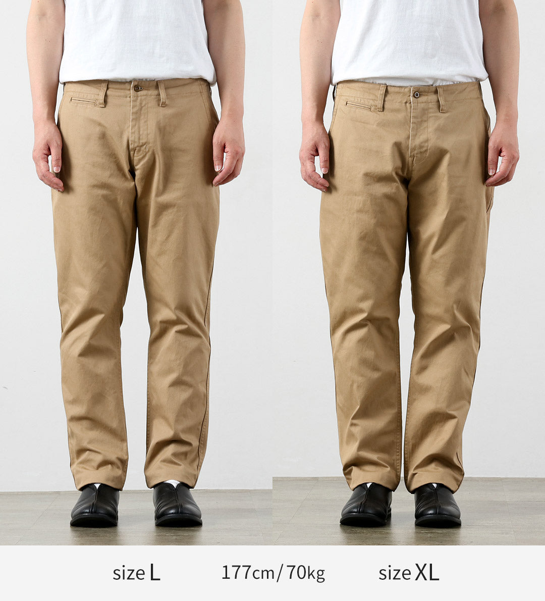 JAPON BLEU JEANS / RJB1610 40/3 Pantalon chino vintage large et effilé en sergé à nombre élevé