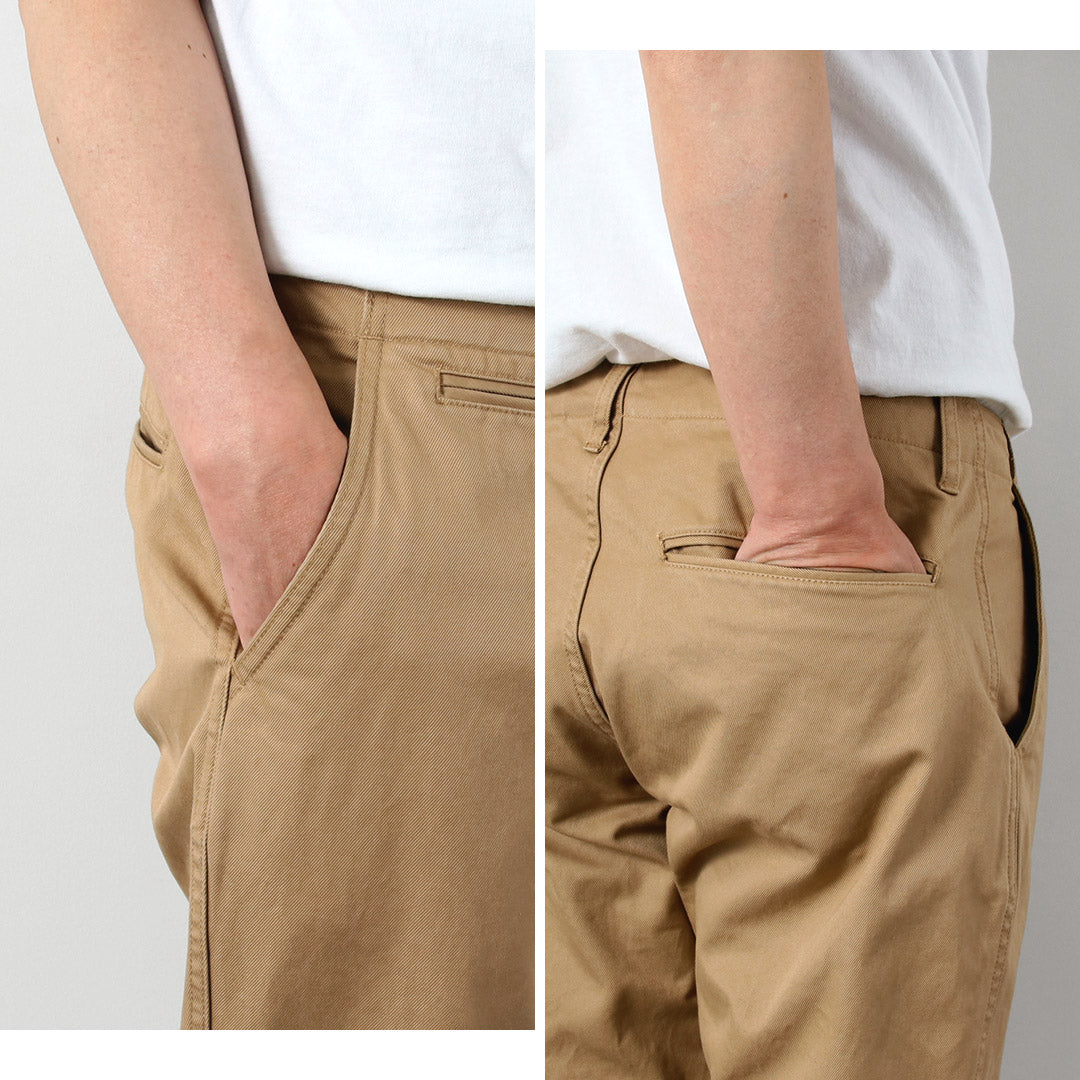 JAPON BLEU JEANS / RJB1610 40/3 Pantalon chino vintage large et effilé en sergé à nombre élevé