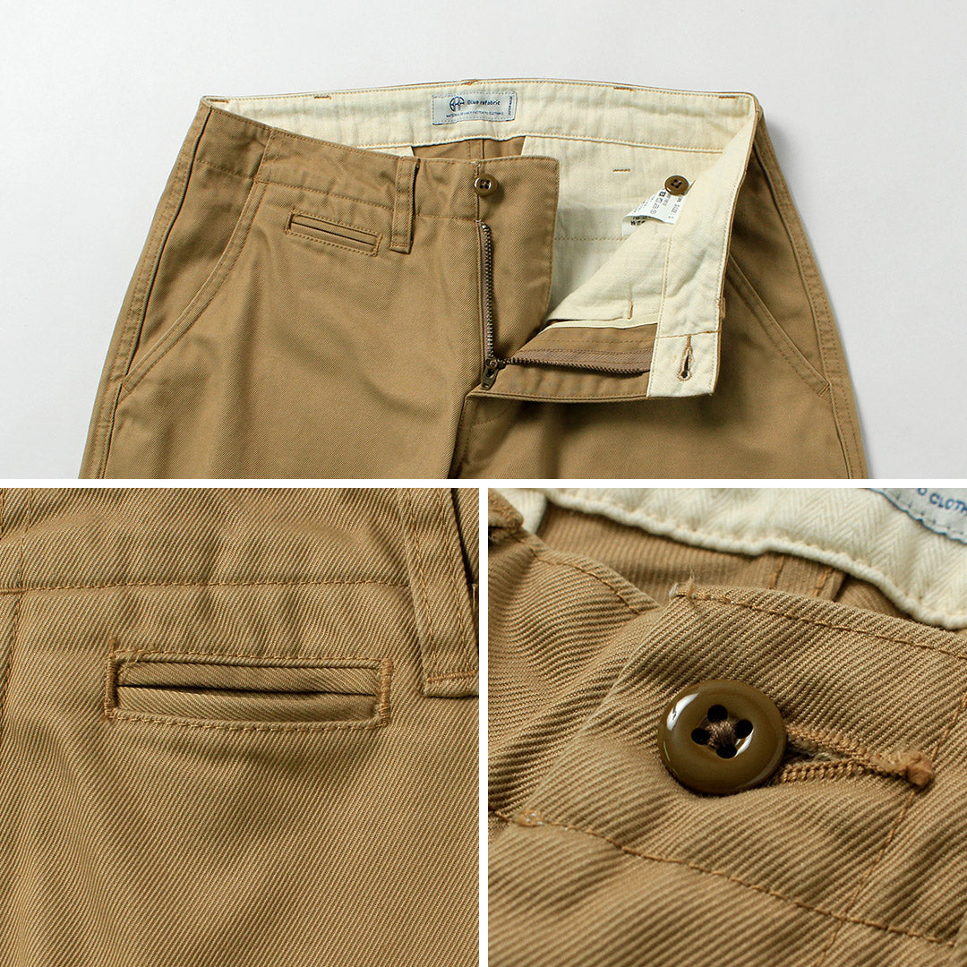 JAPON BLEU JEANS / RJB1610 40/3 Pantalon chino vintage large et effilé en sergé à nombre élevé