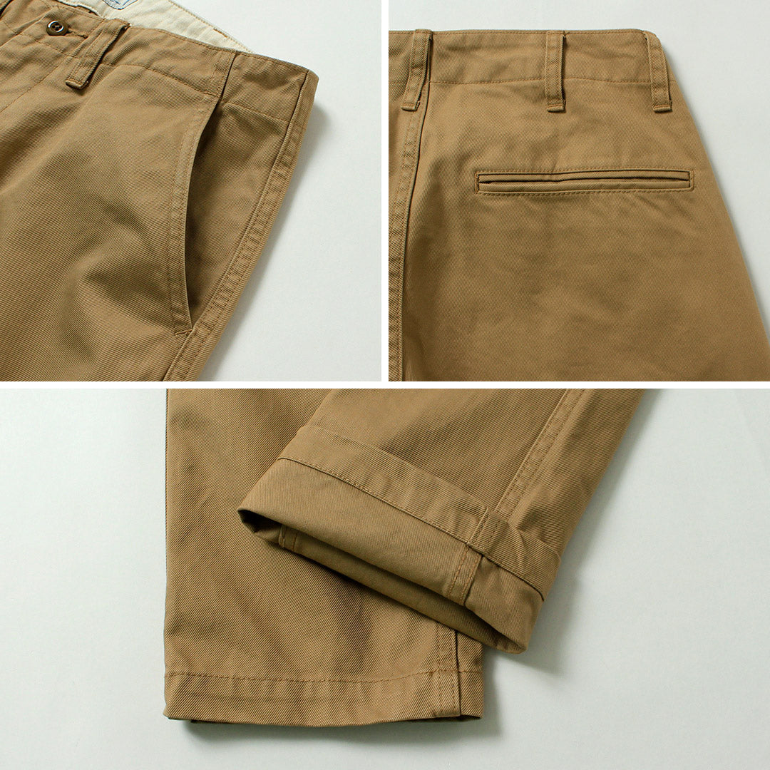 JAPON BLEU JEANS / RJB1610 40/3 Pantalon chino vintage large et effilé en sergé à nombre élevé