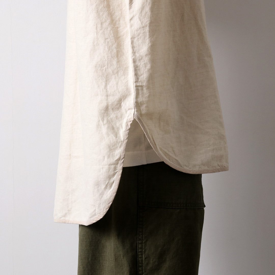 KEMA DESIGNS / Linen Cotton Cloth Henry Neck T-Shirt