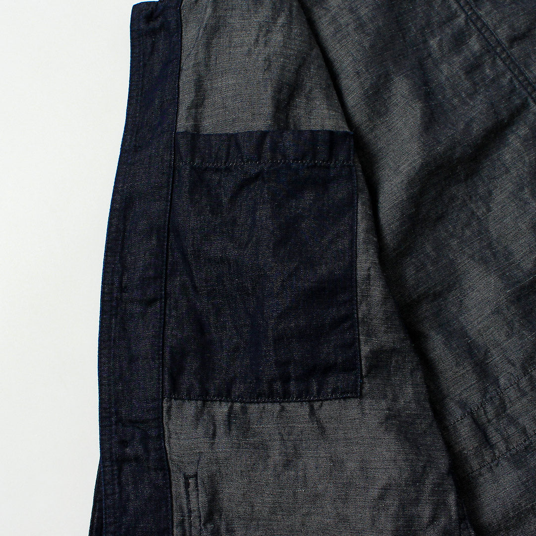 Blue refabric / Cotton Linen Denim French Coverall Jacket