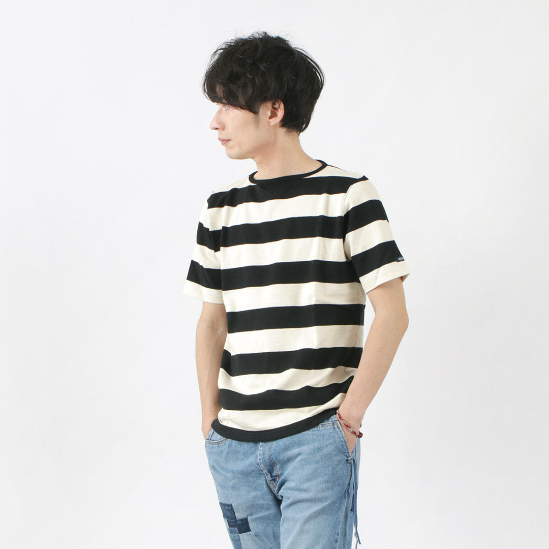 TIEASY / HDCS Camisa vasca cuello barco manga corta raya ancha