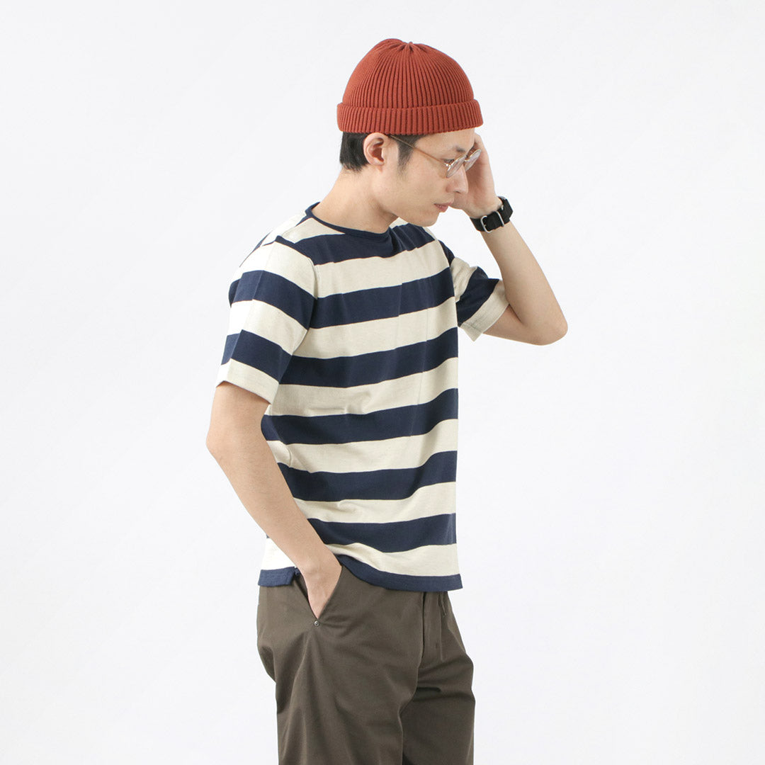 TIEASY / HDCS Camisa vasca cuello barco manga corta raya ancha