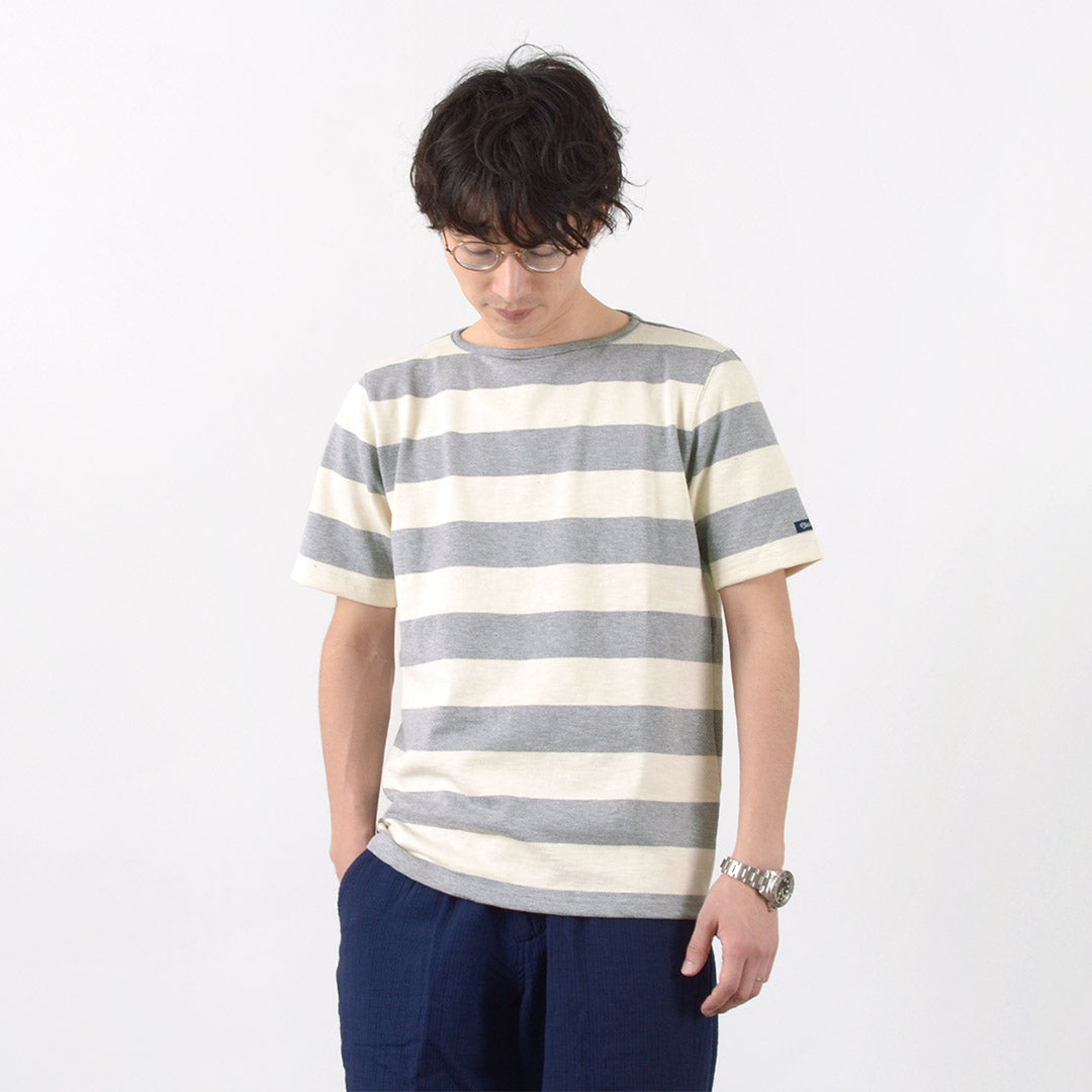 TIEASY / HDCS Camisa vasca cuello barco manga corta raya ancha