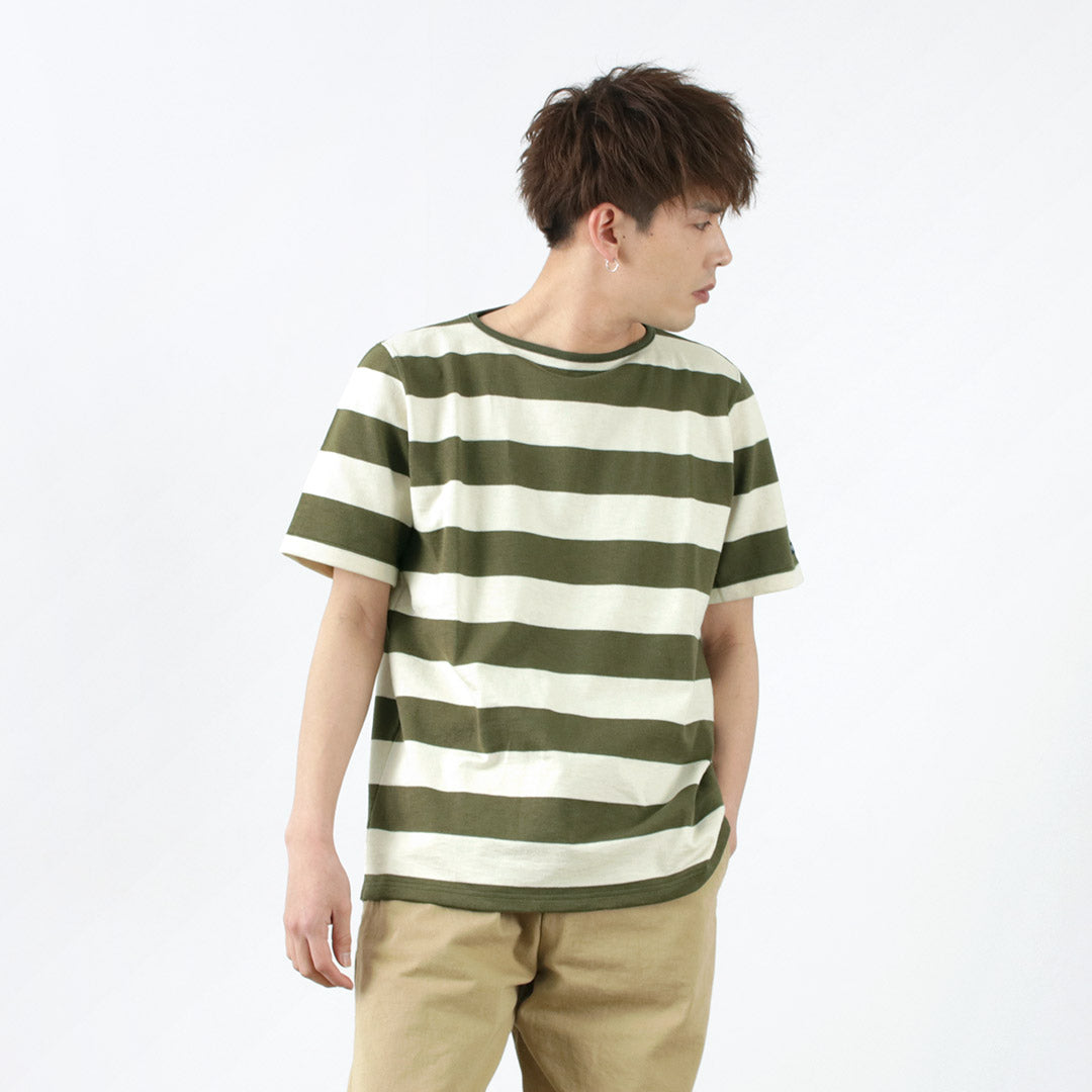 TIEASY / HDCS Camisa vasca cuello barco manga corta raya ancha