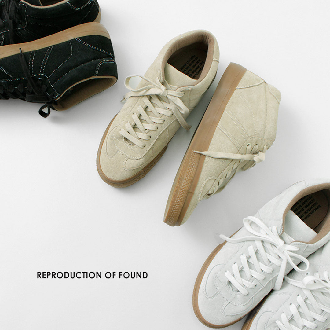 REPRODUCTION DE TROUVÉ / Baskets militaires allemandes en cuir rétractable à moitié coupé