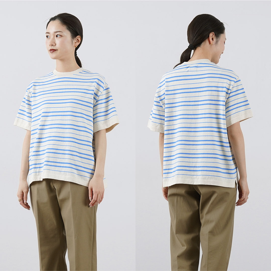 YONETOMI NEW BASIC / Light Wave Cotton Knitted Pullover T-shirt