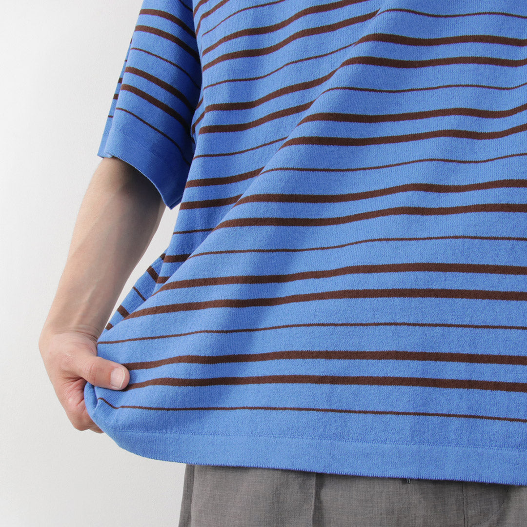 YONETOMI NEW BASIC / Light Wave Cotton Knitted Pullover T-shirt