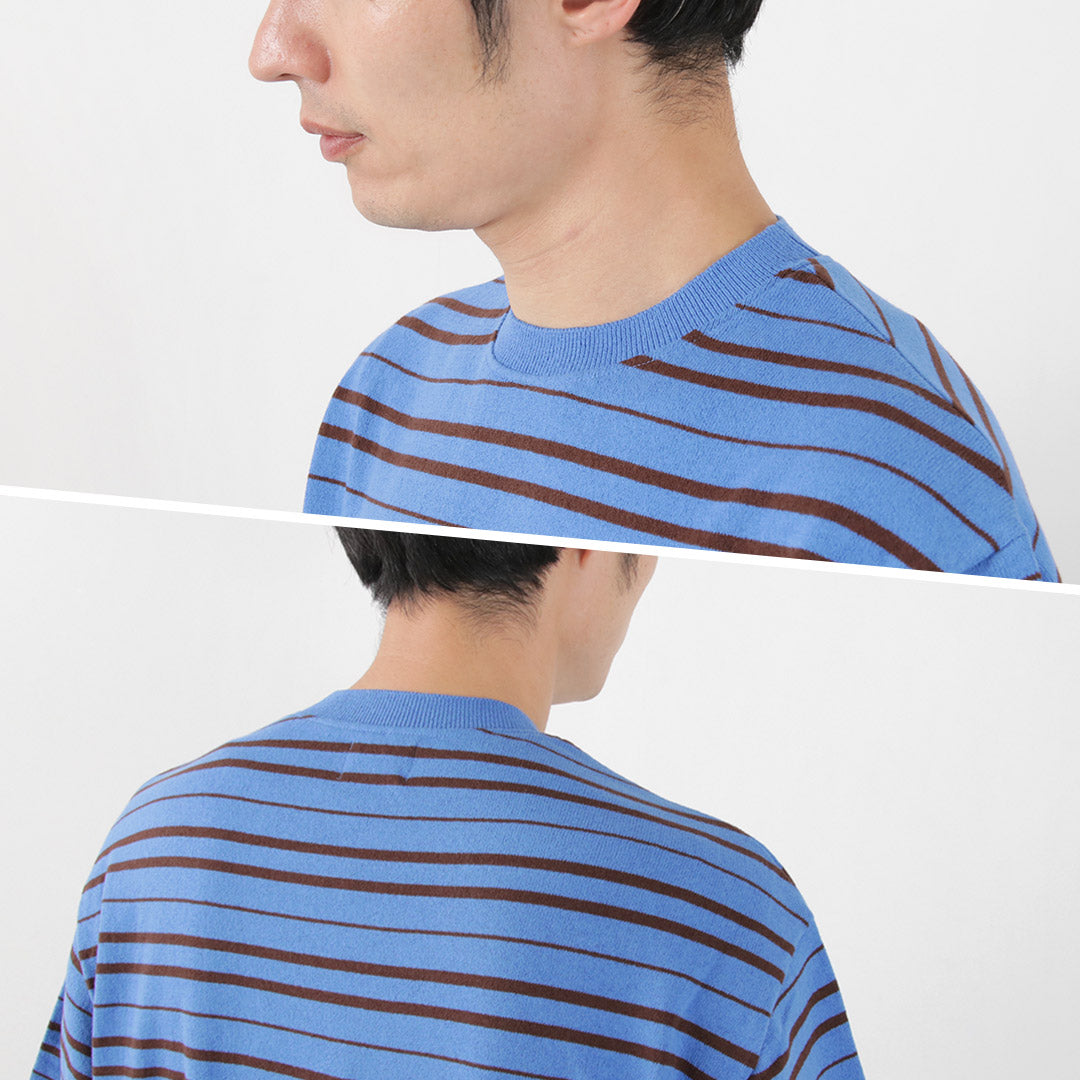 YONETOMI NEW BASIC / Light Wave Cotton Knitted Pullover T-shirt