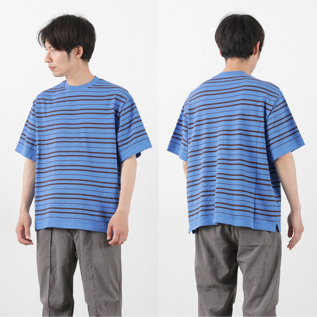 YONETOMI NEW BASIC / Light Wave Cotton Knitted Pullover T-shirt
