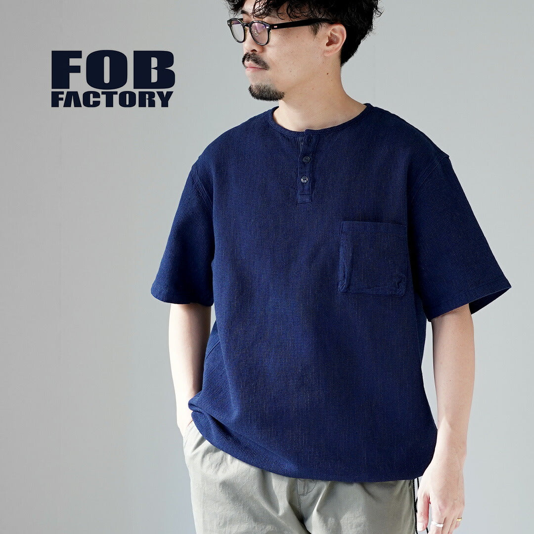 FOB FACTORY / F3493 靛藍華夫格 T 卹