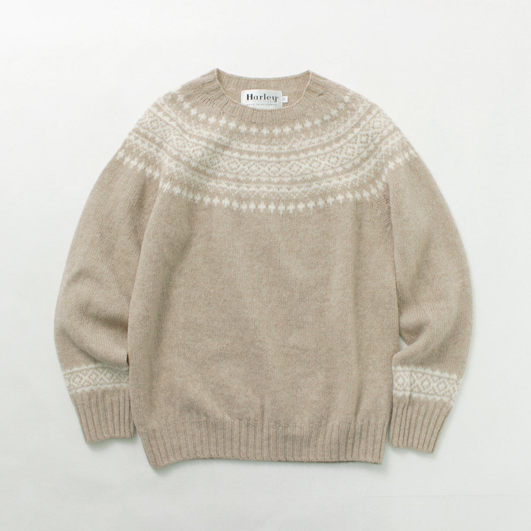 HARLEY OF SCOTLAND / Fair Isle Crew Neck Sweater