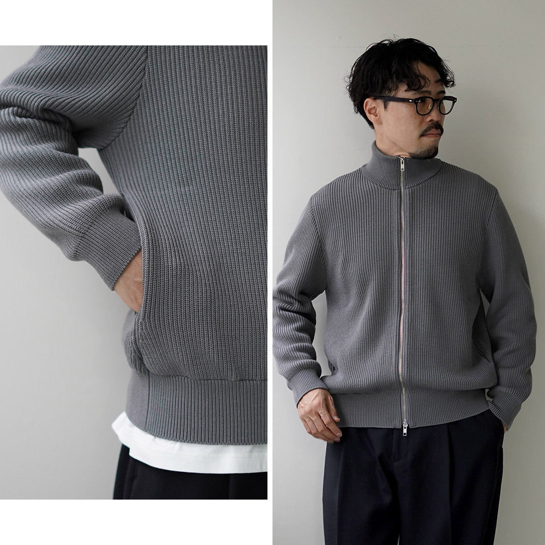 YONETOMI NEW BASIC / 엑스트라 파인 울 리브 니트 블루종