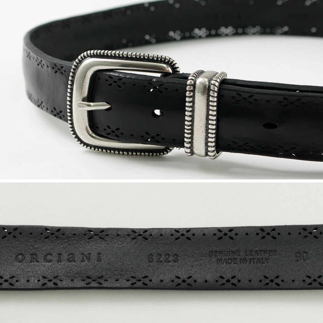 ORCIANI / Bull 金屬尖頭軟質打孔皮革腰帶