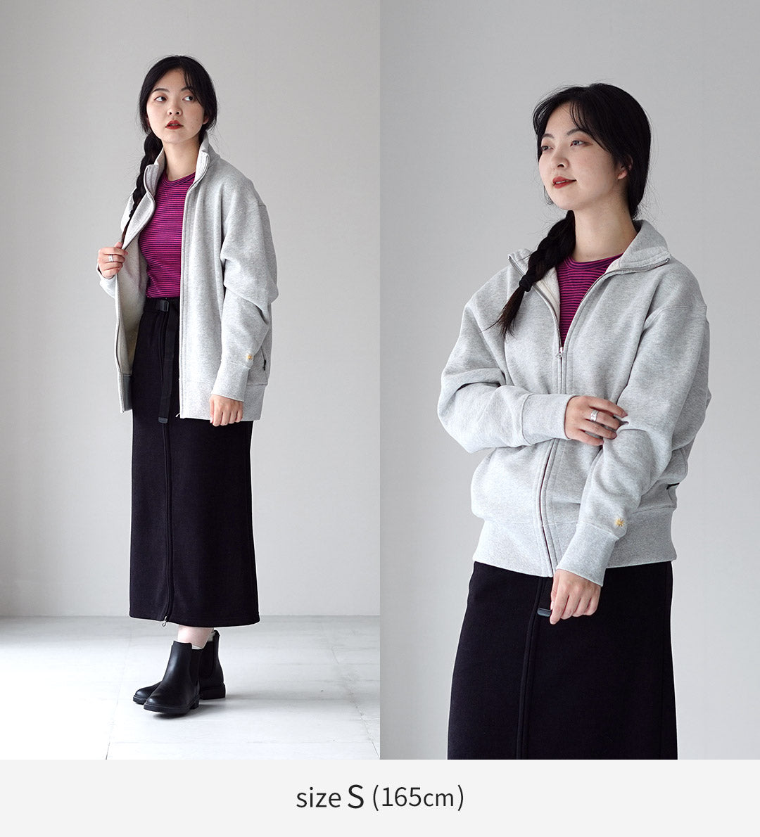 GOHEMP / Sudadera con cremallera elevada