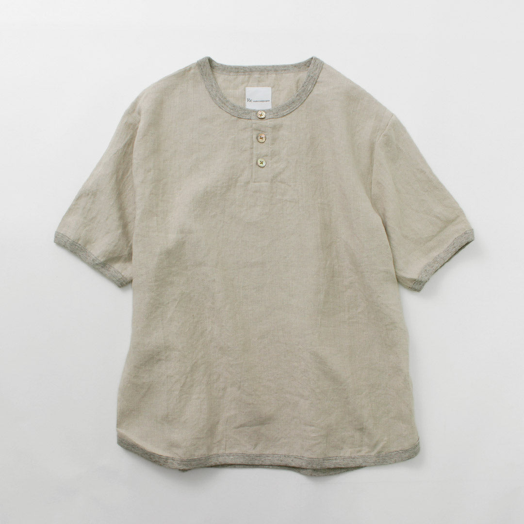 RE MADE IN TOKYO JAPAN / T-shirt à col Henley en lin français