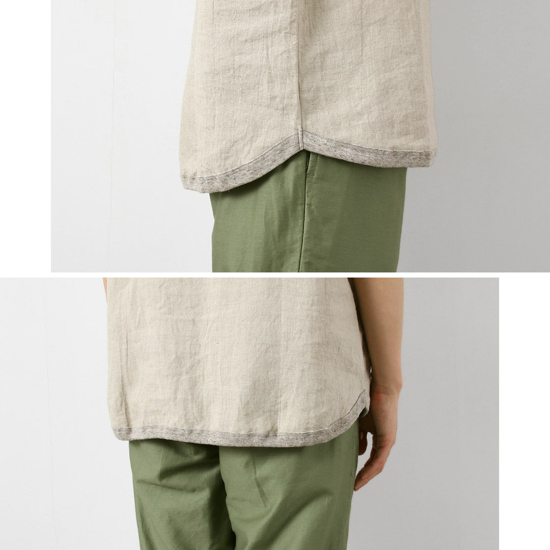 RE MADE IN TOKYO JAPAN / T-shirt à col Henley en lin français