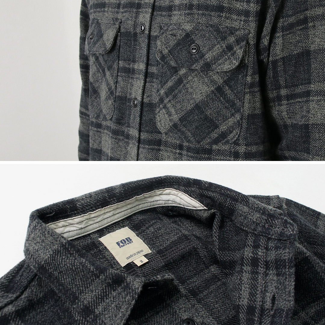 FOB FACTORY / F3497 Camisa de trabajo de franela a cuadros