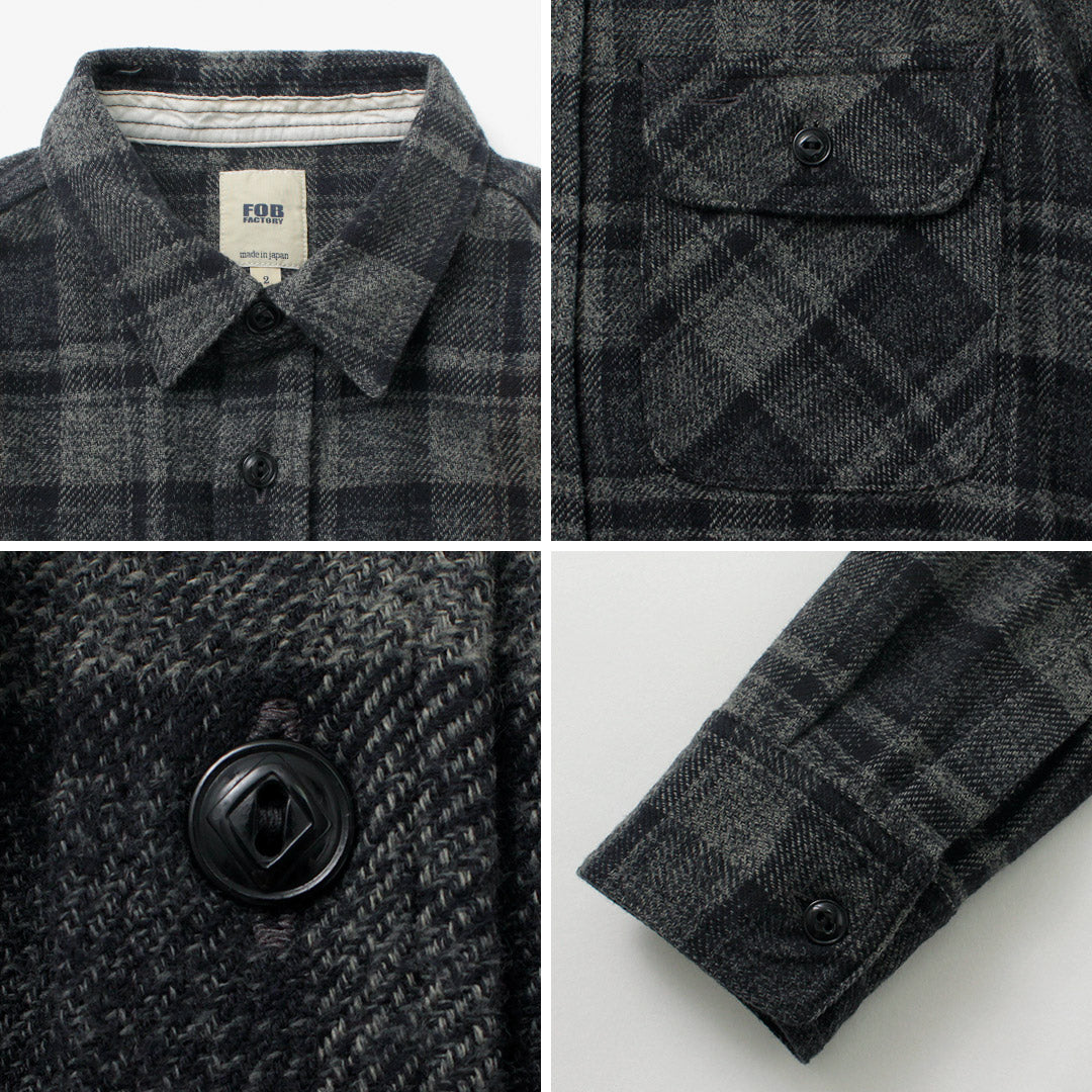 FOB FACTORY / F3497 Camisa de trabajo de franela a cuadros