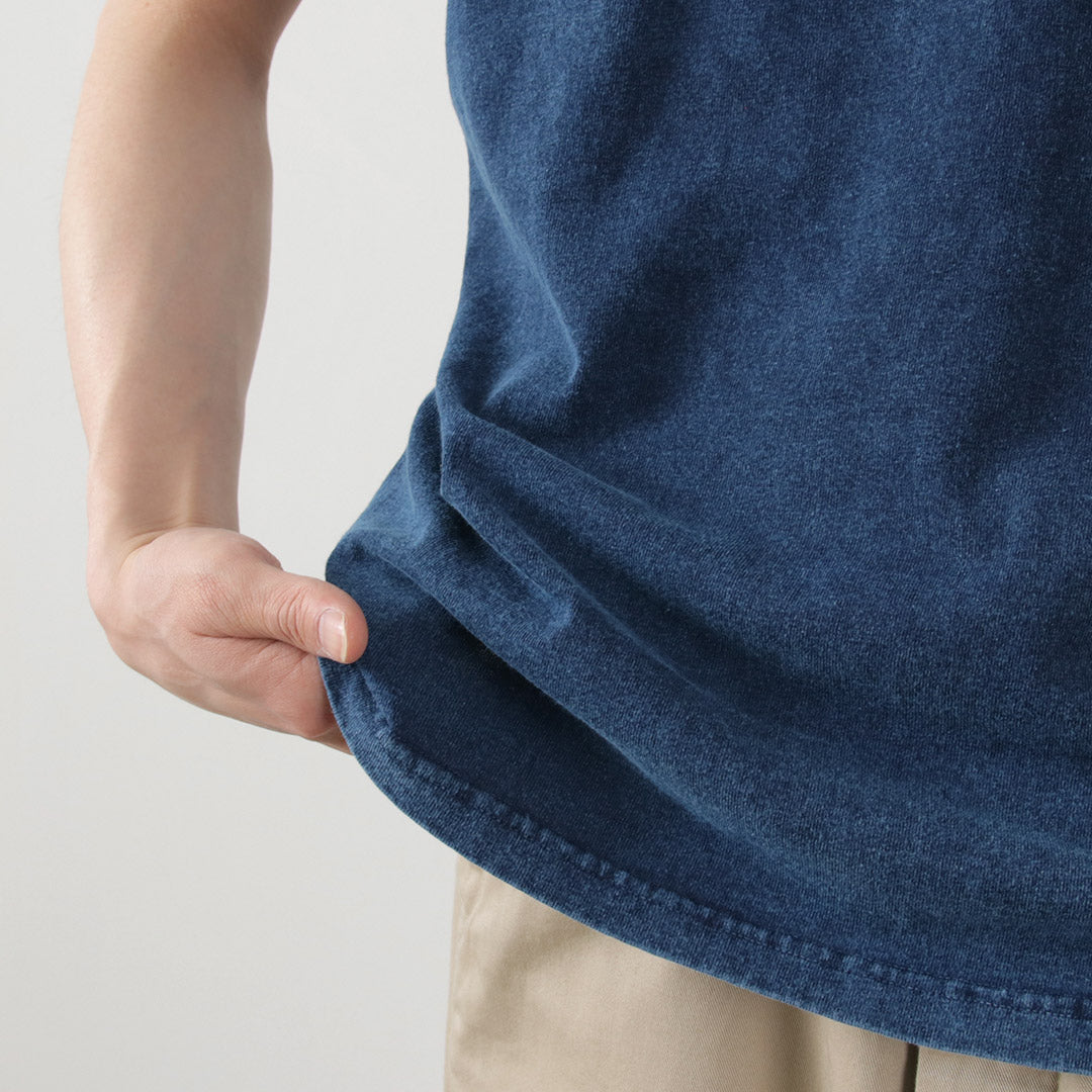 GOOD ON / T-shirt indigo à manches courtes et col Henley