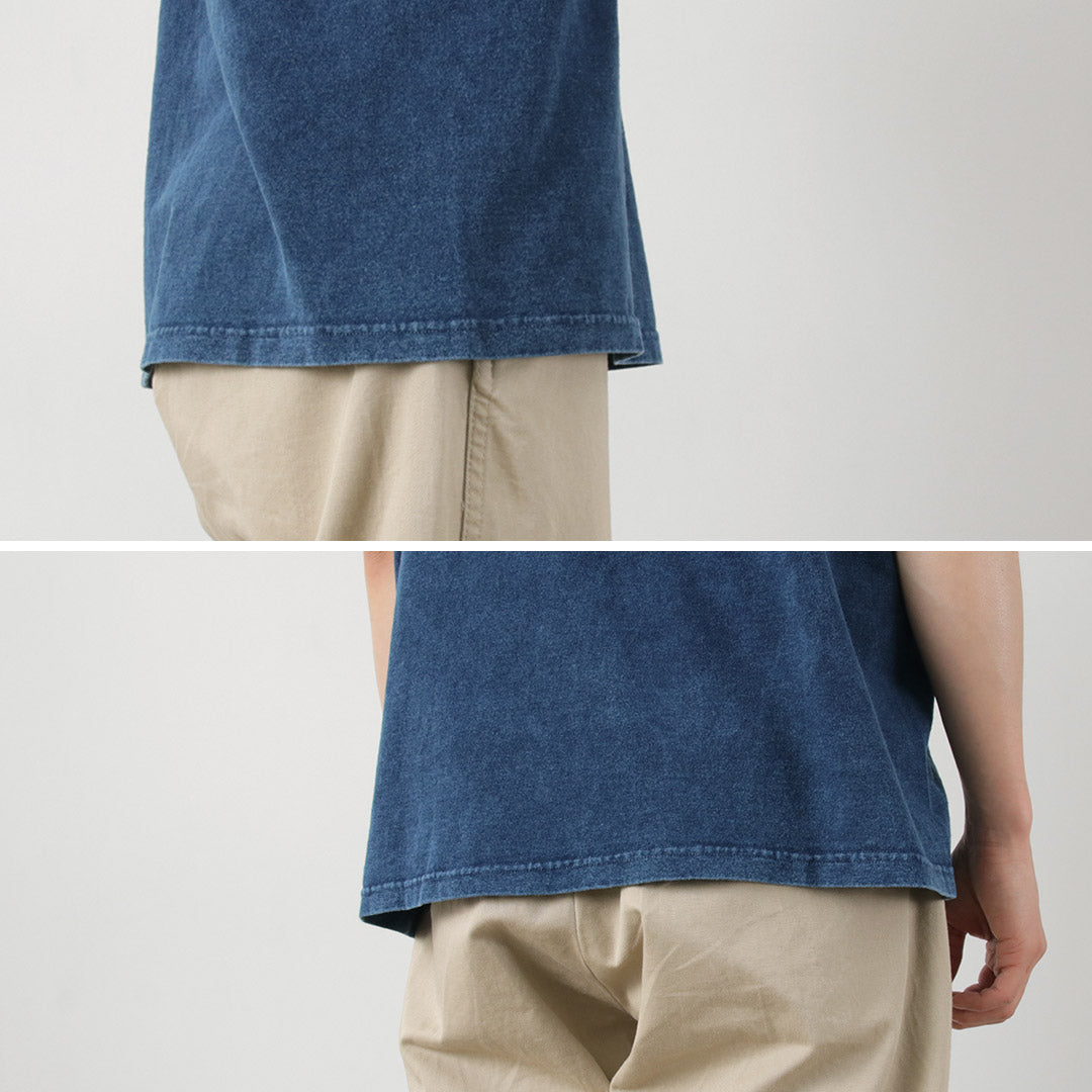 GOOD ON / T-shirt indigo à manches courtes et col Henley