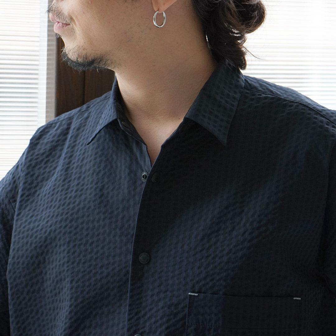 Y vagabundo / seca suave seersucker camisa de manga corta