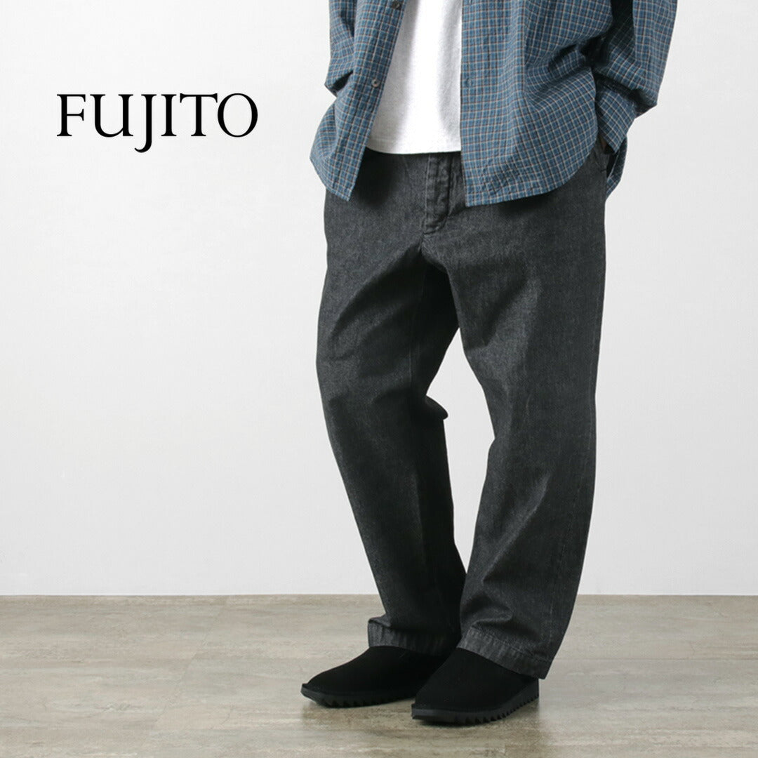 FUJITO / 2 条褶长裤 浅盎司牛仔布