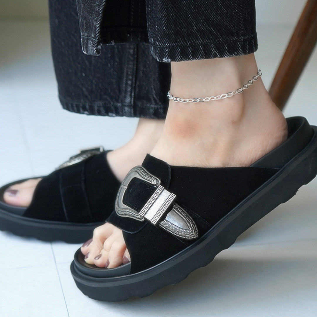 PHADUA / Flat cable chain anklet silver 925
