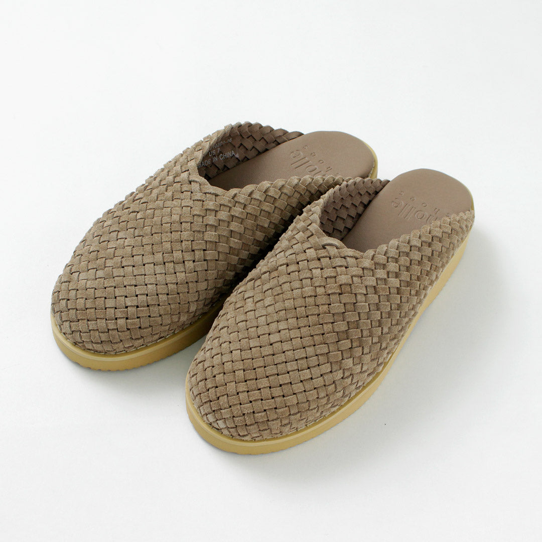 ZAPATOS MOLLE / Sandalias tipo zueco de cuero tejido