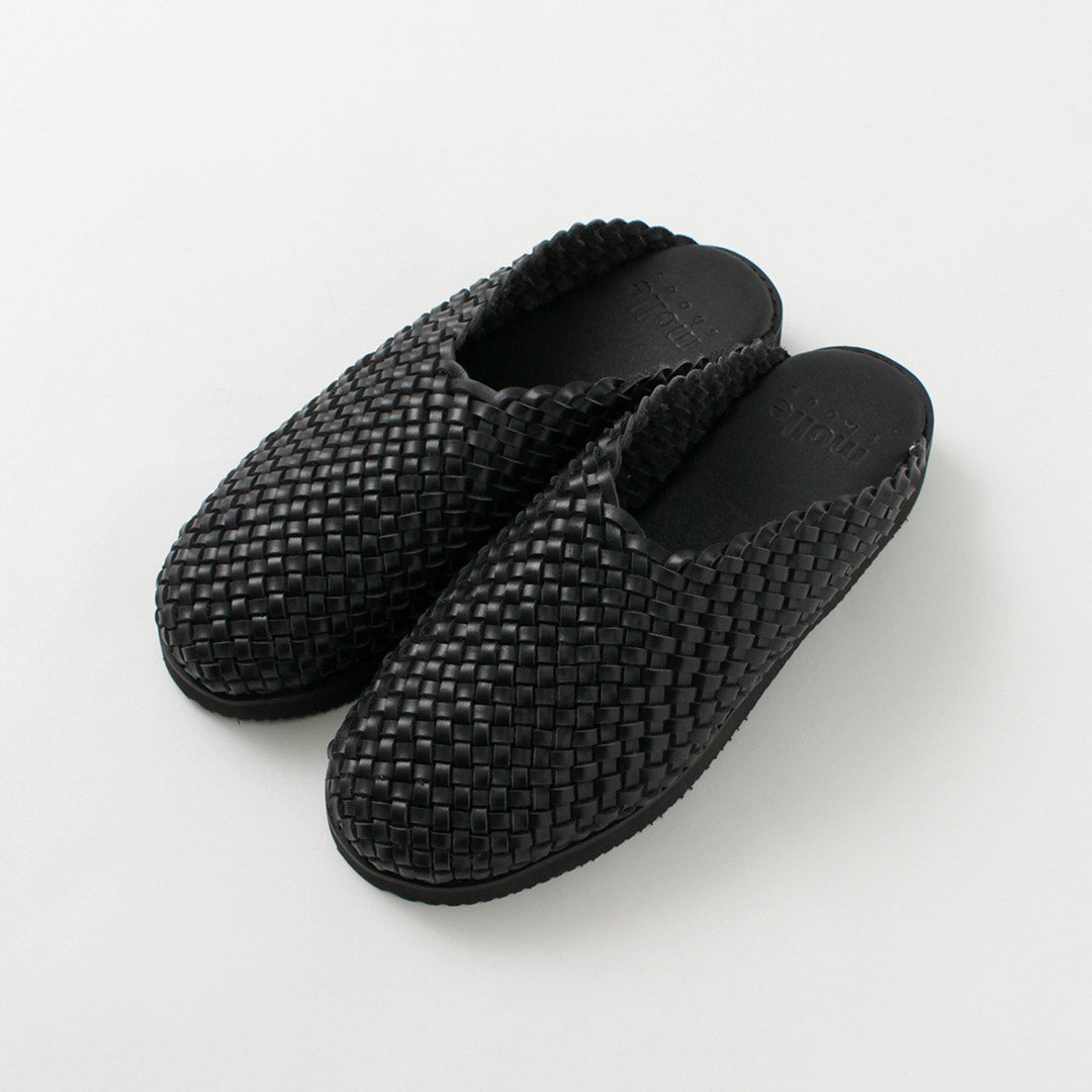 ZAPATOS MOLLE / Sandalias tipo zueco de cuero tejido