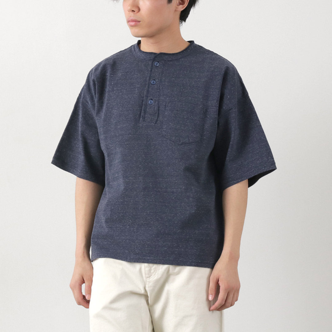 REMI RELIEF / Melange Jersey Short Sleeve Henley Neck Pocket T-shirt